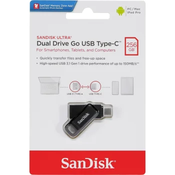 USB Flash Drive SanDisk Ultra Dual Drive Go 256GB USB Type-C SDDDC3-256G-G46, Black