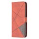 Apple iPhone 14 Pro 6.1\'\' Geometric Texture Wallet Stand Leather Phone Book Case Cover, Brown