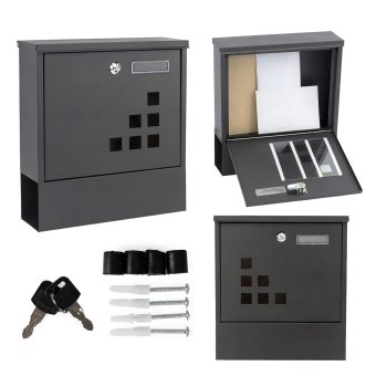 ModernHome Wall-Mounted Mailbox with Newspaper Holder, Galvanized Steel, Anthracite