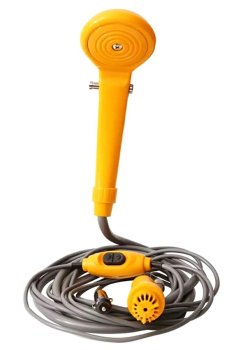 Portable camping shower with 12V pump, for outdoor use
