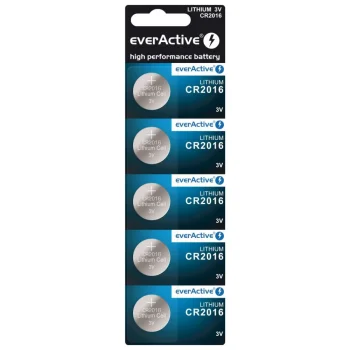 everActive CR2016 Lithium Coin Cell Batteries 3V, 5 pcs.