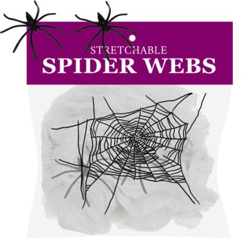 Ruhhy Artificial Spider Web with 2 Spiders Halloween Decoration 26074, White