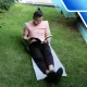 Bakalu Folding Beach Mat with Inflatable Backrest, Grey