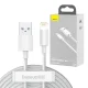 Baseus Simple Wisdom USB to Apple iPhone Lightning Cable, 2.4A 1,5m set of 2 pcs., White