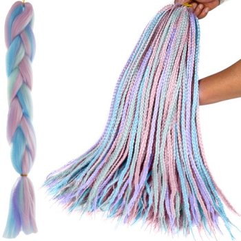 Kanekalon Synthetic Ombre Afro Braids for Hairstyles 60cm, Pink-Blue