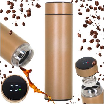 Smart Thermal Mug with LED Temperature Display 500ml, Gold