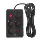 Maclean MCE393 B Power Strip, 4 Outlets, 3xUSB, 2500W, 3m, Black