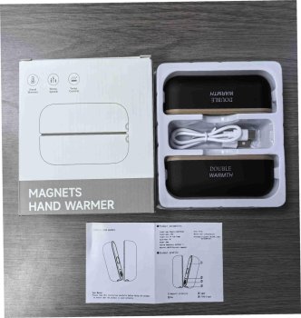 Magnetic Electric Hand Warmer 2-in-1 USB, Black