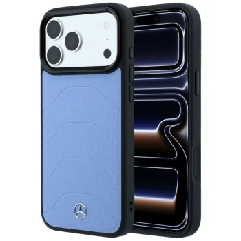 Mercedes-Benz Leather Mesh with Bow Line MagSafe Case for iPhone 18 Pro / 17 Pro - Blue
