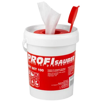 Profi Sauber WET SET 100 Cleaning Cloths in a Bucket with Dispenser