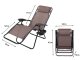 Garden Beach Deck Chair Folding Sunbed with Headrest and Cup Holder, Brown