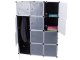 Modular Wardrobe Closet Organizer with 9 Shelves and Hanging Rail, Black