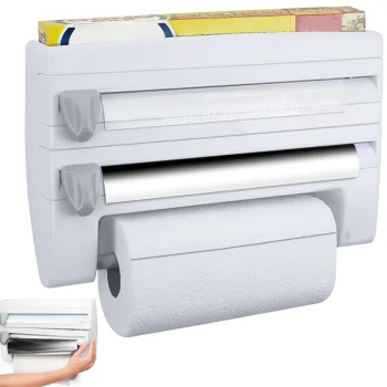 4-in-1 Kitchen Organizer and Foil/Paper Dispenser, White