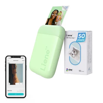 Liene Pearl 2x3" Portable Photo Printer with 50 Sheets of Paper, Green