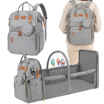Multifunctional Backpack with Crib and USB, Grey
