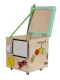 Educational Toy Wooden Manipulation Sensory Cube-Pouf on Wheels with Storage Space Busy Board