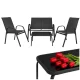 Balcony Furniture Set 4-Piece Gardlov Patio Sofa and Chairs, Black