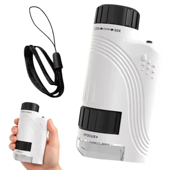 Pocket Microscope Loupe 120x Zoom with LED UV Light