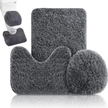 3-Piece Bathroom Rug Set, Anti-Slip, Blue