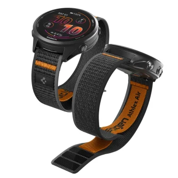 Spigen Athlex Air Watch Strap for Garmin 22mm Quick Release, Black and Orange