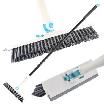 Floor scrubbing brush squeegee water scrubber powerful 2-in-1