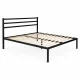 Metal Bed 190x200 cm with Slatted Frame and Headboard ModernHome, Black
