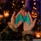 Artificial Elf Ears, Glow in the Dark, Silicone, Green-Blue