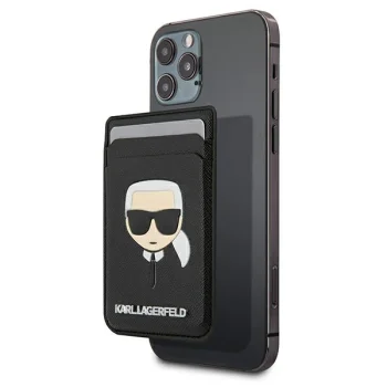 Karl Lagerfeld Saffiano Karl's Head MagSafe Wallet Black