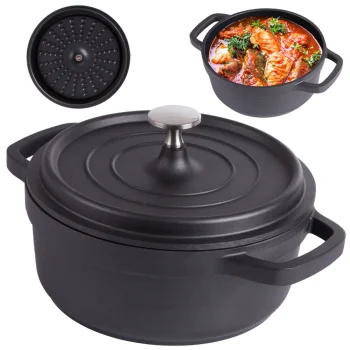 Cast Aluminum Roaster Pot with Lid, 2L, Non-Stick, Induction