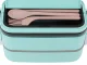 Two-Tier Lunch Box with Compartments and Cutlery, 1400ml, Blue
