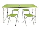 Folding Camping Table Set with 4 Chairs, 120x60 cm, Green