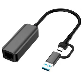 USB-A / USB-C to RJ45 Network Adapter, USB 3.0, 1000 Mbps, 0.15 m