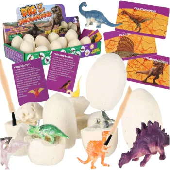 Dinosaur Dig Kit Archaeological Set with 12 Eggs and Tools