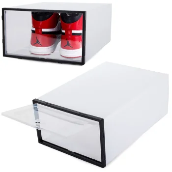 Modular Shoe Organizer Box with Transparent Flap