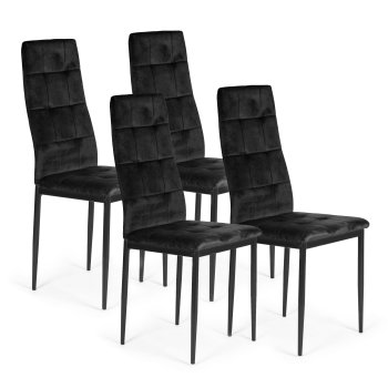 Velvet Dining Chairs Set of 4 ModernHome for Kitchen and Living Room, Black
