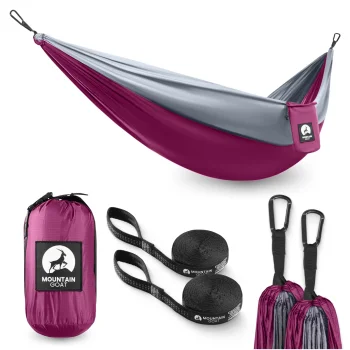 Mountain Goat Single Camping Hammock, Grey/Pink