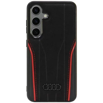 Audi Genuine Leather MagSafe Case for Samsung Galaxy S24, Black/Red