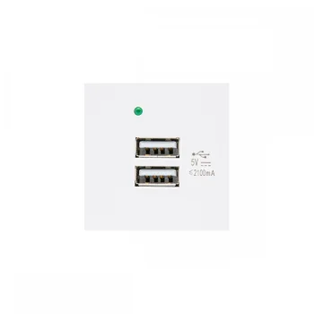 Dvigubas sieninis USB lizdas Maclean MCE728W 2.1A, baltas