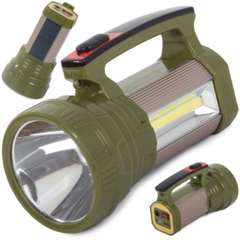 Solar LED Searchlight Flashlight with Power Bank CREE XM-L L2, Green