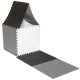 EVA Foam Floor Puzzle Mat Play Pad Carpet - Set of 9 pcs., Grey/Black