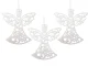 Christmas Tree Ornaments Glitter Angels, 3 pcs, White