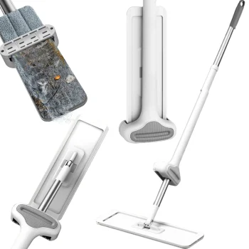 Flat Mop with Built-in Wringer 125cm, White