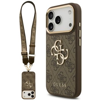 Guess 4G Classic Logo Strap Case for iPhone 17 Pro - Brown