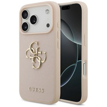 Guess Grained Big 4G & Classic Logo iPhone 17 Pro Case - Pink
