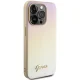 Guess iPhone 14 Pro Case Saffiano Iridescent Script, Gold