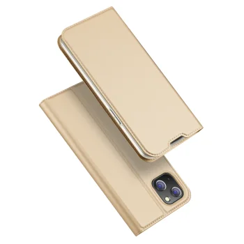 Atverčiamasis dėklas Dux Ducis Skin Pro telefonui iPhone 14 Plus, auksinis