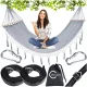 Garden Home Single Hammock with Wooden Rod and Mounting Set, 200x100 cm