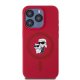 Karl Lagerfeld Silicone Karl&Choupette Heads Ring MagSafe Case for iPhone 15 Pro, Red