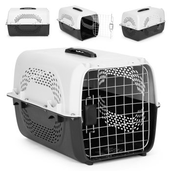 Large pet carrier for cat or dog Petsi, white-black