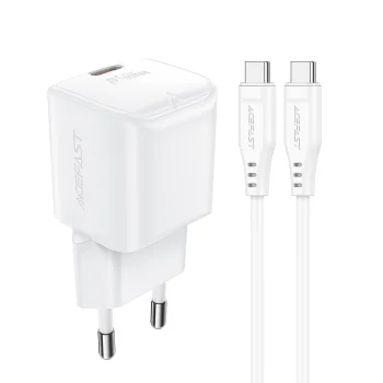 Acefast A77 Mini GaN Wall Charger PD 30W + USB-C Cable - White